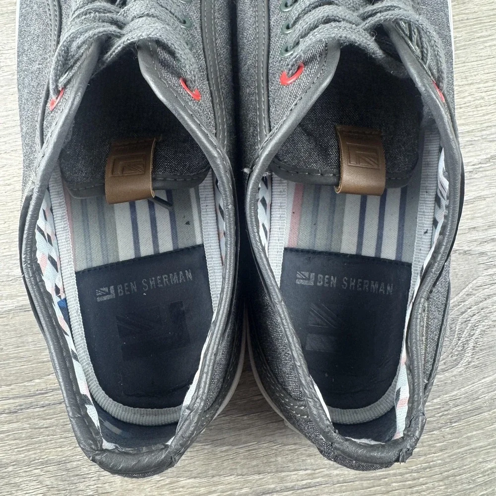Ben Sherman Shoes Mens Size 9 Gray Canvas Casual Sneaker Lined Fabric 42